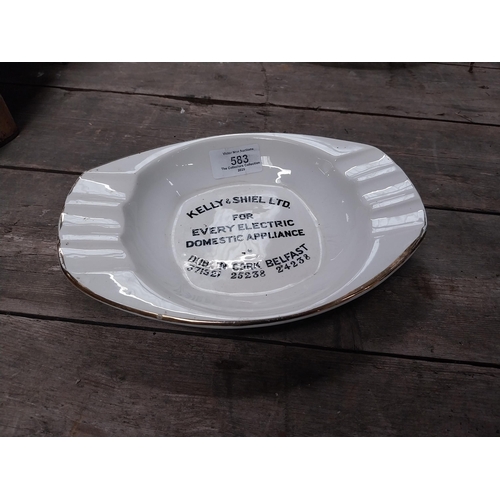 583 - Kelly and Shiel for every domestic electric appliance Dublin Cork ceramic advertising ashtray. {4 cm... 