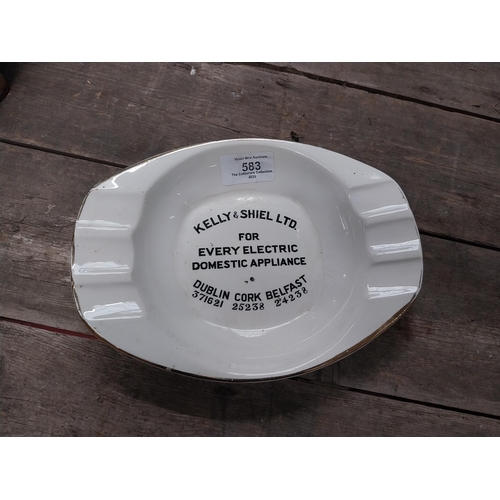 583 - Kelly and Shiel for every domestic electric appliance Dublin Cork ceramic advertising ashtray. {4 cm... 