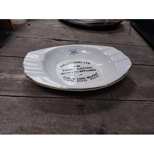 583 - Kelly and Shiel for every domestic electric appliance Dublin Cork ceramic advertising ashtray. {4 cm... 