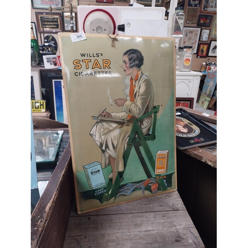 584 - Wills's Star Cigarettes celluloid advertising showcard. {51 cm H x 34 cm W}.