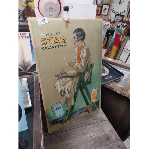 584 - Wills's Star Cigarettes celluloid advertising showcard. {51 cm H x 34 cm W}.