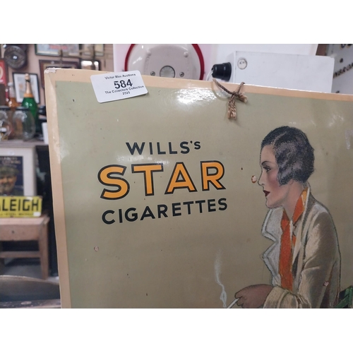 584 - Wills's Star Cigarettes celluloid advertising showcard. {51 cm H x 34 cm W}.