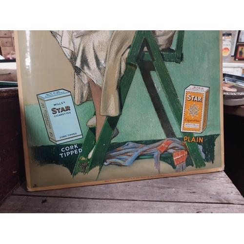 584 - Wills's Star Cigarettes celluloid advertising showcard. {51 cm H x 34 cm W}.