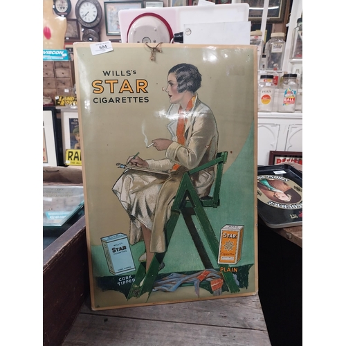 584 - Wills's Star Cigarettes celluloid advertising showcard. {51 cm H x 34 cm W}.