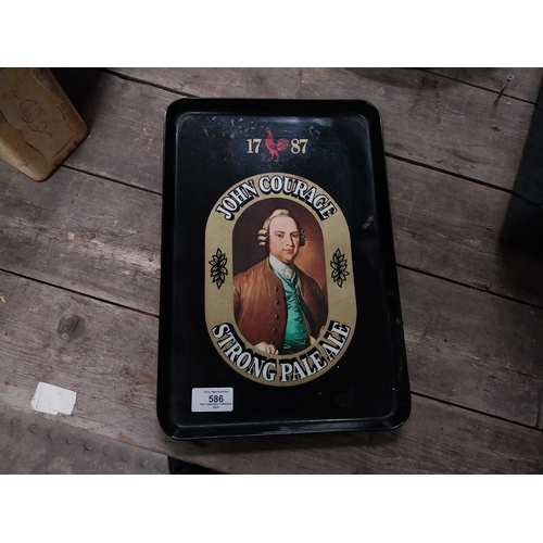 586 - John Courage Strong Pale Ale advertising drinks tray. {24 cm H x 34 cm W}.