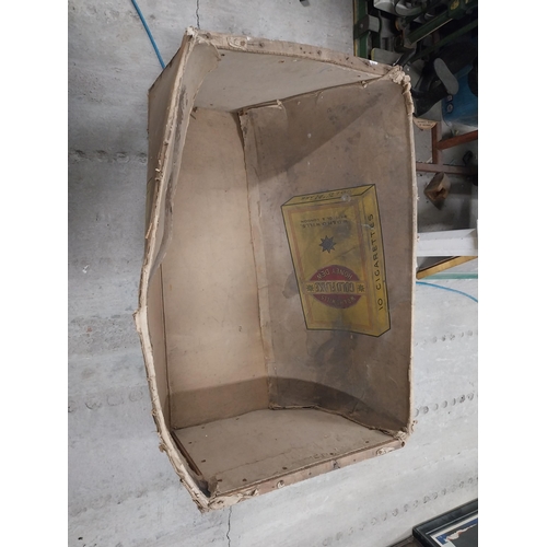 588 - 1930s cardboard advertising Wills's Gold Flake cigarette delivery box. { 90 cm H x 46 cm W x 46 cm D... 