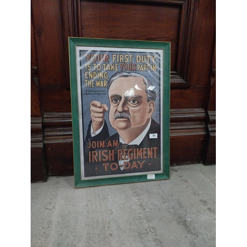 589 - Your first duty is to join a regiment today John Redmond MP advertising print in wooden frame. {65 c... 