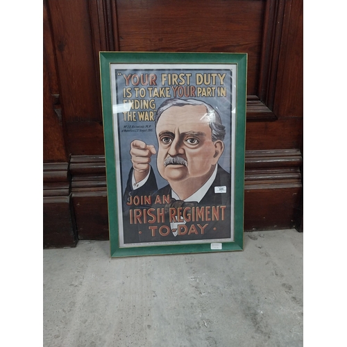 589 - Your first duty is to join a regiment today John Redmond MP advertising print in wooden frame. {65 c... 