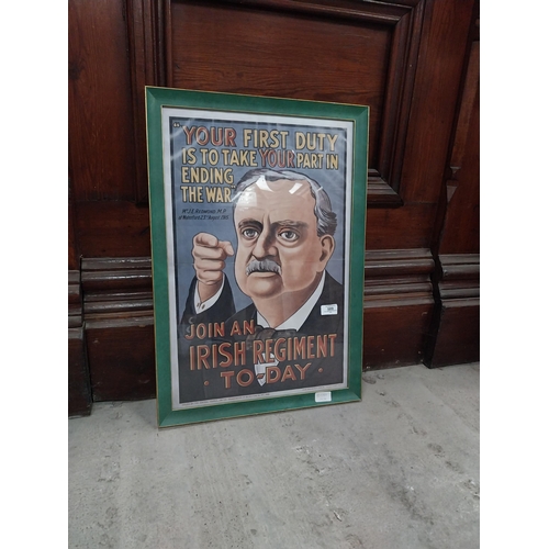 589 - Your first duty is to join a regiment today John Redmond MP advertising print in wooden frame. {65 c... 