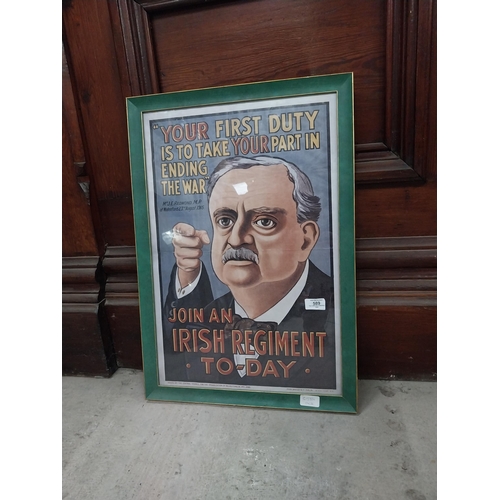 589 - Your first duty is to join a regiment today John Redmond MP advertising print in wooden frame. {65 c... 