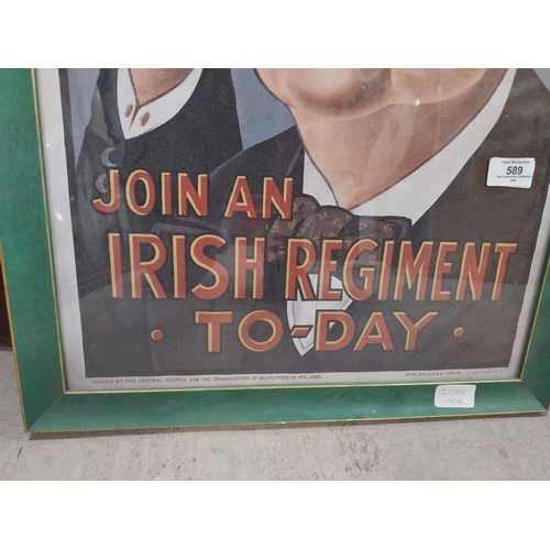 589 - Your first duty is to join a regiment today John Redmond MP advertising print in wooden frame. {65 c... 