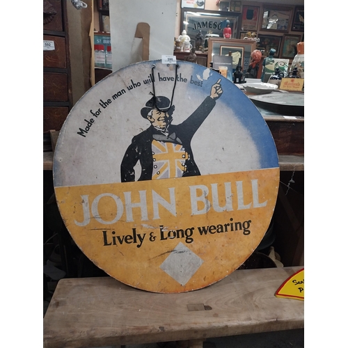 590 - John Bull Lively and Long Wearing cardboard advertising sign. {63 cm Diam.}.