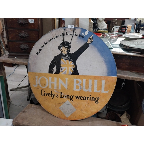 590 - John Bull Lively and Long Wearing cardboard advertising sign. {63 cm Diam.}.