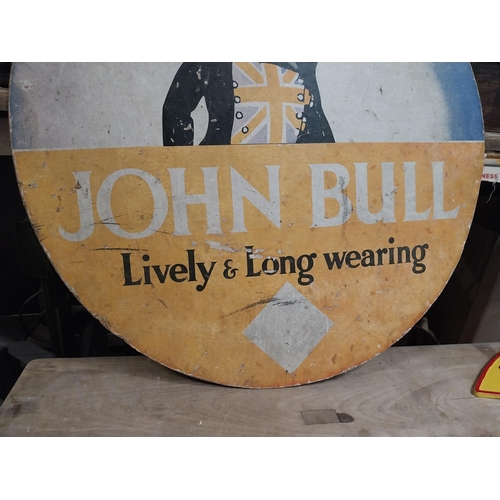 590 - John Bull Lively and Long Wearing cardboard advertising sign. {63 cm Diam.}.