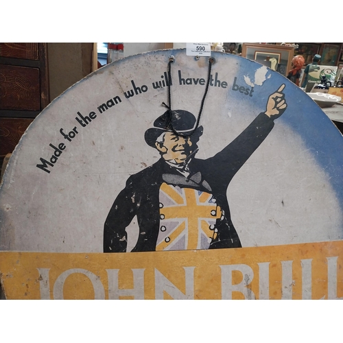 590 - John Bull Lively and Long Wearing cardboard advertising sign. {63 cm Diam.}.