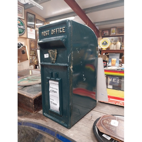 595 - Post Office metal letter box with key. {56 cm H x 24 cm W x 35 cm D}.