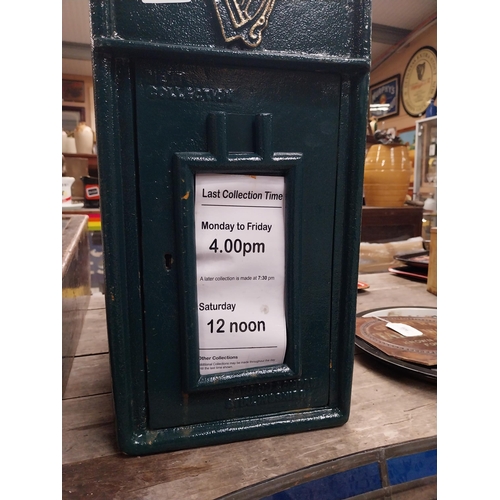 595 - Post Office metal letter box with key. {56 cm H x 24 cm W x 35 cm D}.