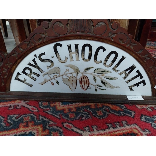 596 - Fry's Chocolate mahogany and painted glass counter top. {25 cm H x 70 cm W}.