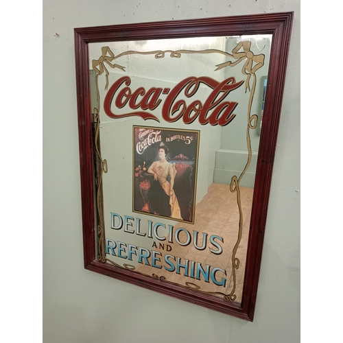 597 - Coca Cola in a bottle 5c Cool and Refreshing framed advertising mirror H 92cm x W 69cm . NOT AVAILAB... 