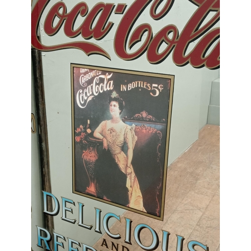 597 - Coca Cola in a bottle 5c Cool and Refreshing framed advertising mirror H 92cm x W 69cm . NOT AVAILAB... 