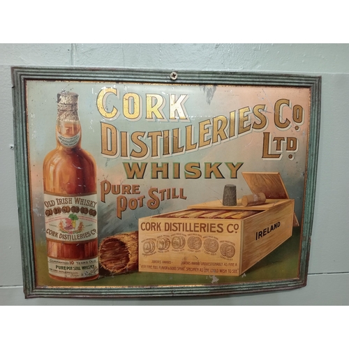 599 - Cork Distilleries Co Ltd Old Irish Whiskey tin plate advertisng sign   H 32cm x W 42cm . NOT AVAILAB... 