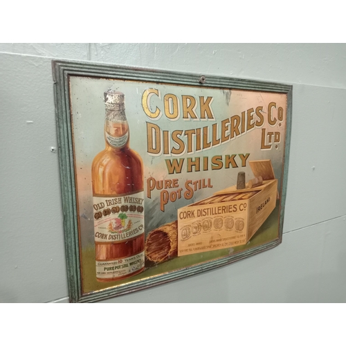 599 - Cork Distilleries Co Ltd Old Irish Whiskey tin plate advertisng sign   H 32cm x W 42cm . NOT AVAILAB... 