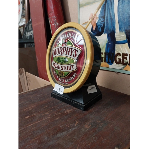 6 - Murphys Irish Stout font. {22 cm H x 15 cm W x 9 cm D}.