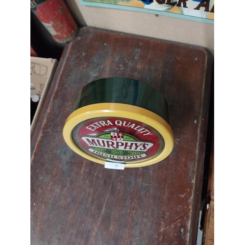 6 - Murphys Irish Stout font. {22 cm H x 15 cm W x 9 cm D}.