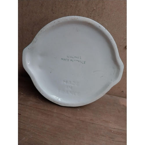 60 - Cognac Courvoisier ceramic ashtray. {5 cm H x 12 cm W x 13 cm D}.