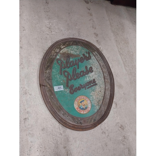 605 - Player's Please tinplate advertising sign. {45 cm H x 36 cm W}.