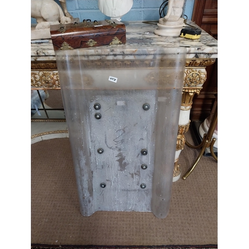 605B - Police Riot Shield used in riots on Garvaghy Road. {100 cm H x 58 cm W}.