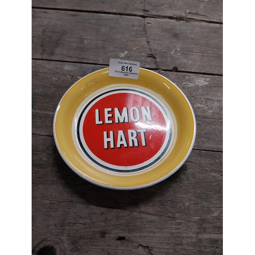 616 - Lemon Hart ceramic change tray. {3 cm H x 15 cm Dia.}.