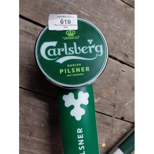 619 - Carlsberg Bar Pull {34 cm H x 14 cm Dia.}.