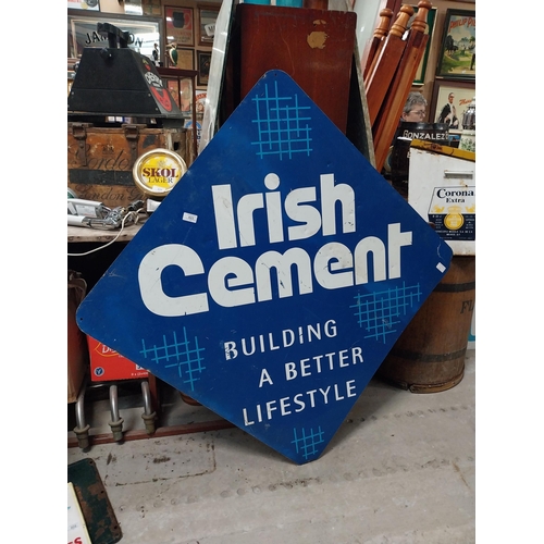 623 - Irish Cement Building A Better Lifestyle alloy advertising sign. {124 cm H x 124 cm W}.