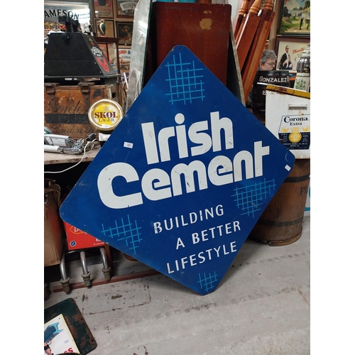 623 - Irish Cement Building A Better Lifestyle alloy advertising sign. {124 cm H x 124 cm W}.