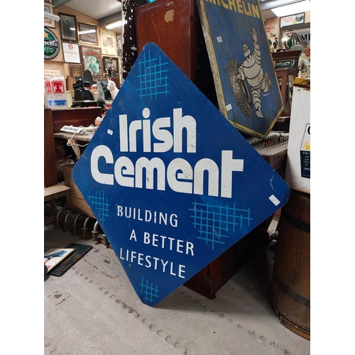 623 - Irish Cement Building A Better Lifestyle alloy advertising sign. {124 cm H x 124 cm W}.