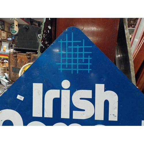 623 - Irish Cement Building A Better Lifestyle alloy advertising sign. {124 cm H x 124 cm W}.