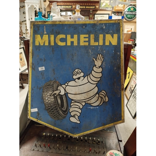 626 - 1960's Aluminium Michelin Man advertising sign. {78 cm H x 62 cm D}