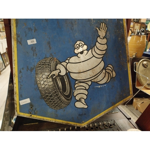 626 - 1960's Aluminium Michelin Man advertising sign. {78 cm H x 62 cm D}