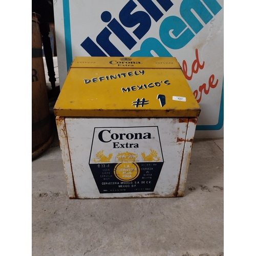 627 - Corona Extra Lager cool box. {42 cm H x 42 cm W x 46 cm W}.