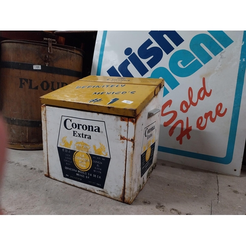 627 - Corona Extra Lager cool box. {42 cm H x 42 cm W x 46 cm W}.