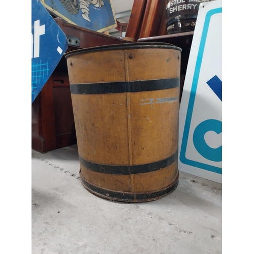 629 - 19th C. Metal Flour bin. {61 cm H x 48 cm Dia.}.