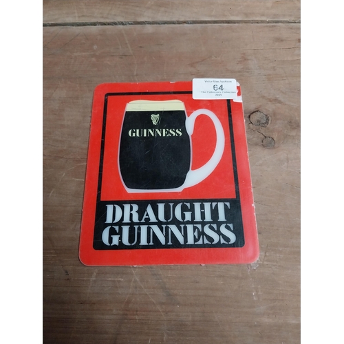 64 - Draught Guinness Counter plastic advertising sign {15 cm H x 13 cm W}.