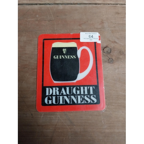 64 - Draught Guinness Counter plastic advertising sign {15 cm H x 13 cm W}.