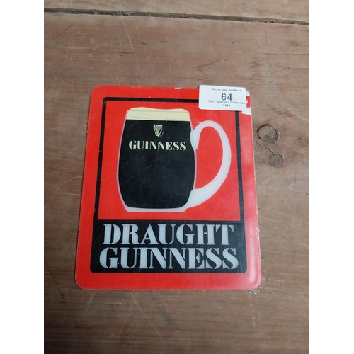 64 - Draught Guinness Counter plastic advertising sign {15 cm H x 13 cm W}.