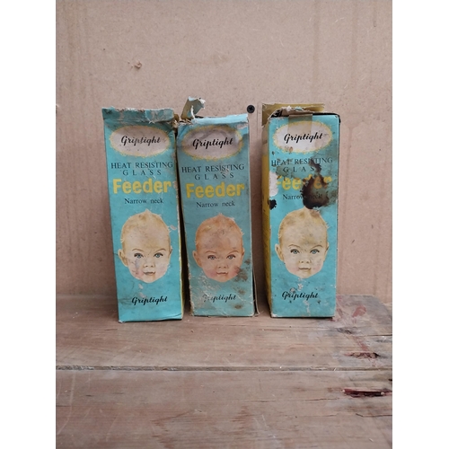 65 - Two Griptight baby bottles in original box. {18 cm H x 6 cm W x 6 cm D}.