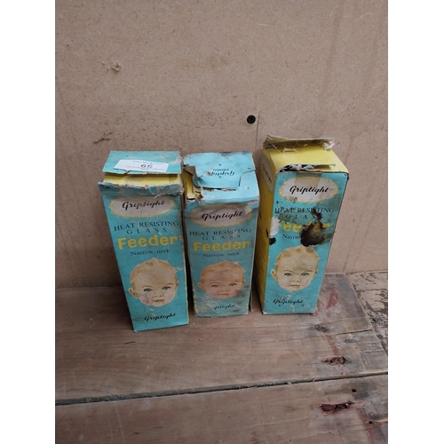 65 - Two Griptight baby bottles in original box. {18 cm H x 6 cm W x 6 cm D}.