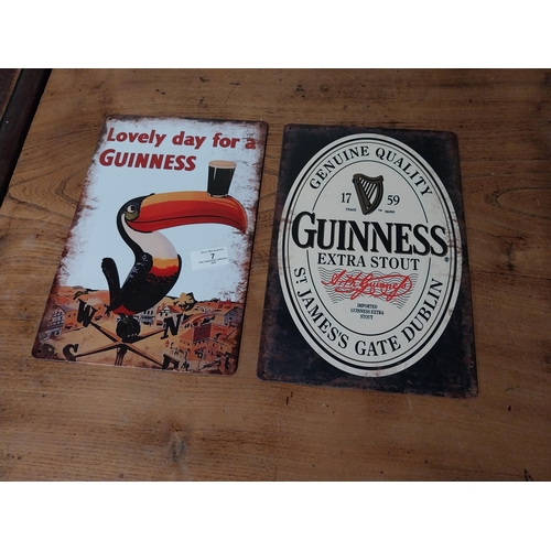 7 - Lovely Day for a Guinness and Guinness Extra Stout tin plate advertising signs. {30 cm H x 20 cm W}.