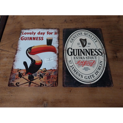 7 - Lovely Day for a Guinness and Guinness Extra Stout tin plate advertising signs. {30 cm H x 20 cm W}.