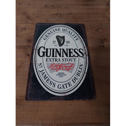 7 - Lovely Day for a Guinness and Guinness Extra Stout tin plate advertising signs. {30 cm H x 20 cm W}.